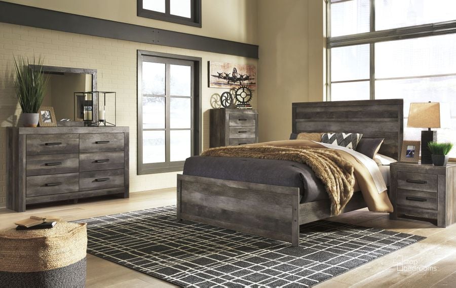 The appearance of Wynnlow Gray Panel Bedroom Set designed by Signature Design by Ashley in the transitional interior design. This gray piece of furniture  was selected by 1StopBedrooms from Wynnlow Collection to add a touch of cosiness and style into your home. Sku: B440-71;B440-96;B440-92. Bed Type: Panel Bed. Material: Wood. Product Type: Panel Bed. Bed Size: Queen. Image1