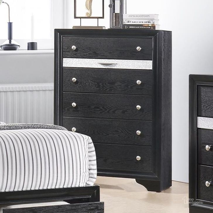 The appearance of Crown Mark Regata Chest in Black designed by Crown Mark in the modern / contemporary interior design. This black piece of furniture  was selected by 1StopBedrooms from Regata Collection to add a touch of cosiness and style into your home. Sku: B4670-4. Material: Wood. Product Type: Chest. Image1