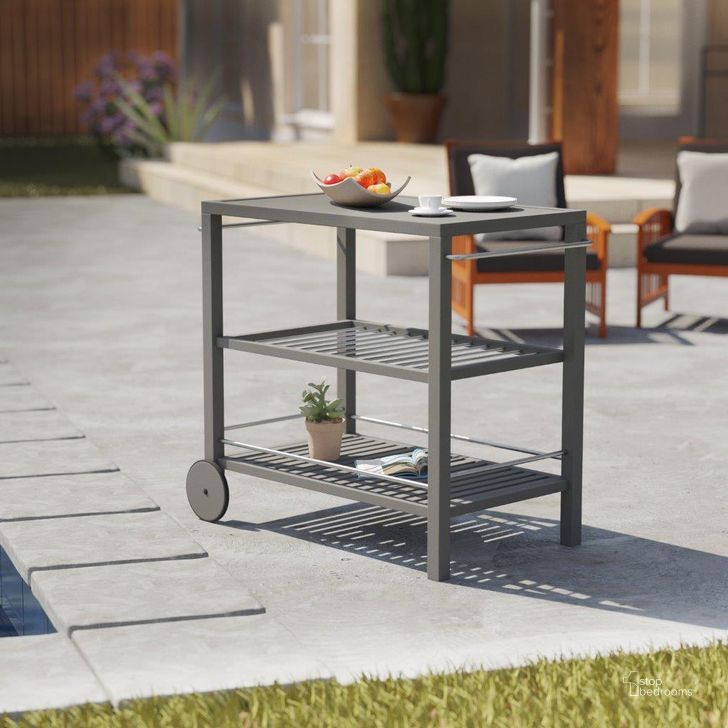 The appearance of Bajarno Outdoor Bar Cart designed by SEI Furniture in the modern / contemporary interior design. This gray wash piece of furniture  was selected by 1StopBedrooms from Bajarno Collection to add a touch of cosiness and style into your home. Sku: OD4388. Product Type: Outdoor Bar Furniture. Material: Stainless Steel. Image1
