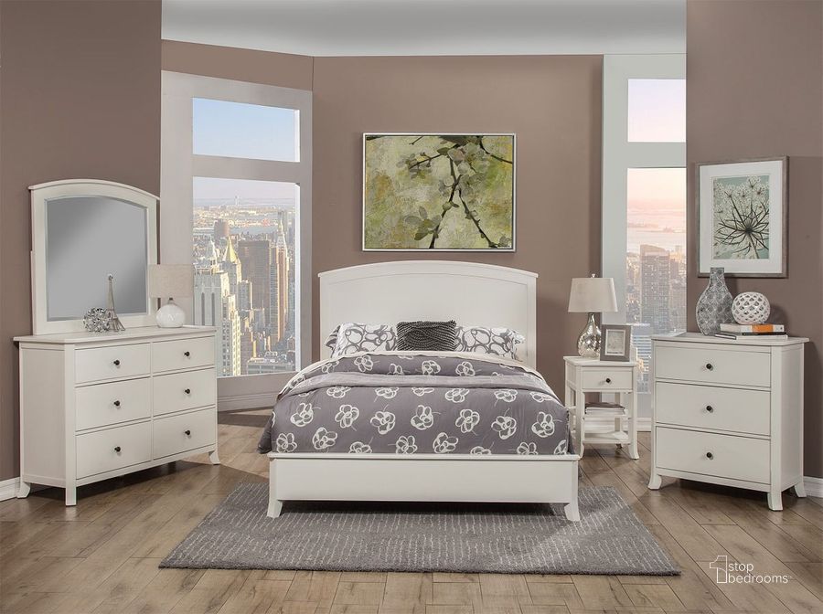 The appearance of Baker White Panel Bedroom Set designed by Alpine in the transitional interior design. This white piece of furniture  was selected by 1StopBedrooms from Baker Collection to add a touch of cosiness and style into your home. Sku: 977-W-01Q;977-W-02. Bed Type: Panel Bed. Material: Wood. Product Type: Panel Bed. Bed Size: Queen. Image1