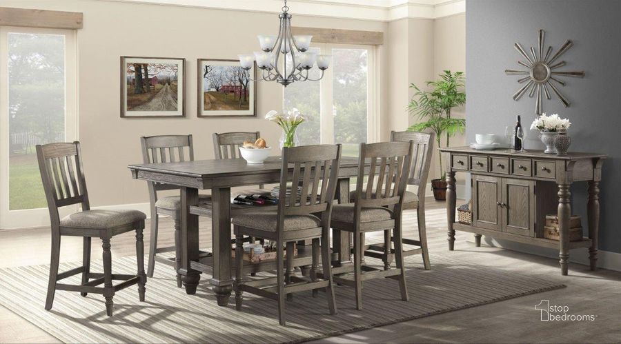 The appearance of Balboa Park Roasted Oak Counter Height Dining Room Set designed by Intercon in the traditional interior design. This brown piece of furniture  was selected by 1StopBedrooms from Balboa Park Collection to add a touch of cosiness and style into your home. Sku: BI-TA-4266G-RDO-C;BI-BS-35LC-RDO-K24. Table Base Style: Trestle. Product Type: Dining Room Set. Table Top Shape: Rectangular. Image1