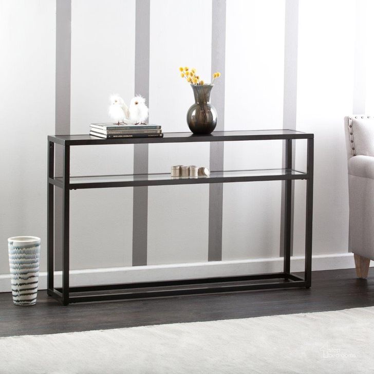 The appearance of Baldrick Console Table designed by SEI Furniture in the modern / contemporary interior design. This black piece of furniture  was selected by 1StopBedrooms from Baldrick Collection to add a touch of cosiness and style into your home. Sku: CK7683. Product Type: Console Table. Material: MDF. Image1