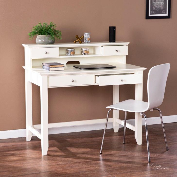 The appearance of Barberry Secretary Desk With Storage designed by SEI Furniture in the transitional interior design. This cream piece of furniture  was selected by 1StopBedrooms from Barberry Collection to add a touch of cosiness and style into your home. Sku: HO8352. Material: Wood. Product Type: Secretary Desk. Image1