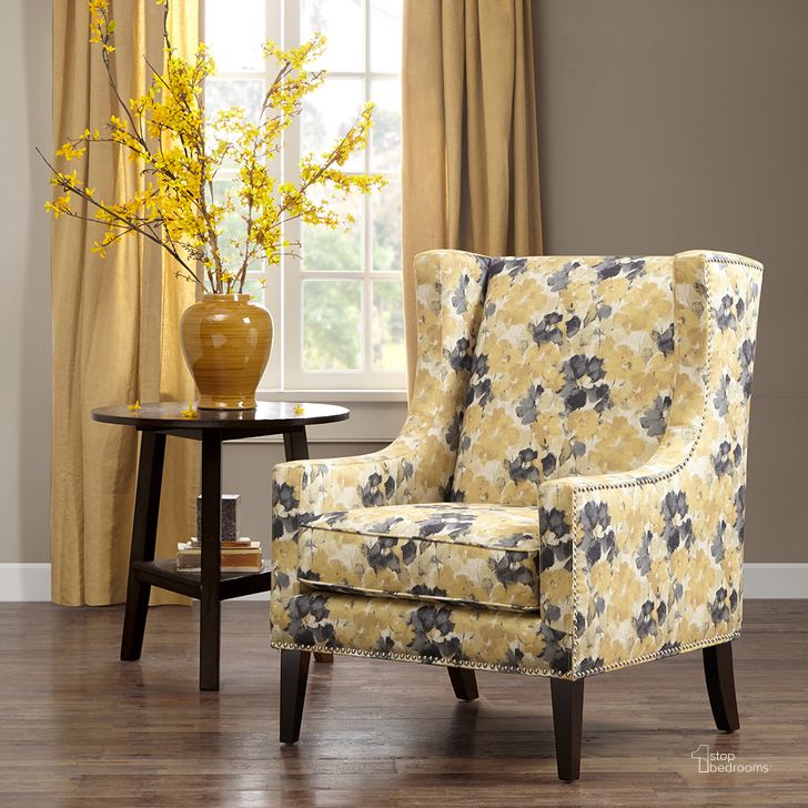 The appearance of Barton Wing Chair In Yellow designed by Olliix in the modern / contemporary interior design. This yellow piece of furniture  was selected by 1StopBedrooms from Barton Collection to add a touch of cosiness and style into your home. Sku: FPF18-0418. Material: Wood. Product Type: Accent Chair. Image1
