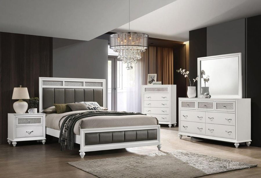 The appearance of Barzini White Panel Bedroom Set designed by Coaster in the transitional interior design. This white piece of furniture  was selected by 1StopBedrooms from Barzini Collection to add a touch of cosiness and style into your home. Sku: 205891QB1;205891QB2;205892. Bed Type: Panel Bed. Material: Wood. Product Type: Panel Bed. Bed Size: Queen. Image1