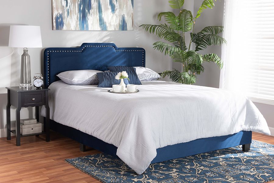 The appearance of Baxton Studio Benjen Modern And Contemporary Glam Navy Blue Velvet Fabric Upholstered Full Size Panel Bed designed by Baxton Studio in the modern / contemporary interior design. This navy blue piece of furniture  was selected by 1StopBedrooms from Benjen Collection to add a touch of cosiness and style into your home. Sku: CF9210C-Navy Blue Velvet-Full. Bed Type: Panel Bed. Product Type: Panel Bed. Bed Size: Full. Material: MDF. Image1