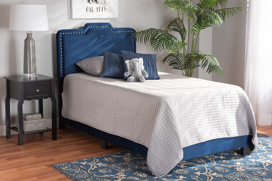 The appearance of Baxton Studio Benjen Modern And Contemporary Glam Navy Blue Velvet Fabric Upholstered Twin Size Panel Bed designed by Baxton Studio in the modern / contemporary interior design. This navy blue piece of furniture  was selected by 1StopBedrooms from Benjen Collection to add a touch of cosiness and style into your home. Sku: CF9210C-Navy Blue Velvet-Twin. Bed Type: Panel Bed. Product Type: Panel Bed. Bed Size: Twin. Material: MDF. Image1