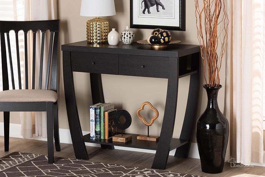 Baxton Studio Capote Modern and Contemporary Dark Brown Finished Wood 2-Drawer Console Table