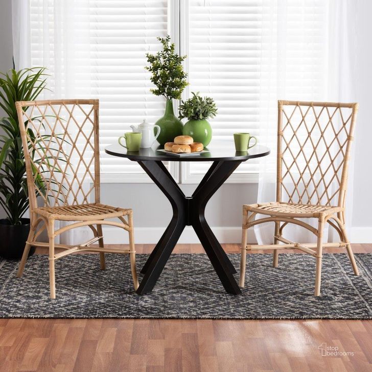 The appearance of Baxton Studio Doria Modern Bohemian Natural Brown Rattan 2-Piece Dining Chair Set designed by Baxton Studio in the coastal interior design. This natural brown piece of furniture  was selected by 1StopBedrooms from Doria Collection to add a touch of cosiness and style into your home. Sku: WS033-Rattan-DC. Material: Natural Rattan. Product Type: Dining Chair. Image1