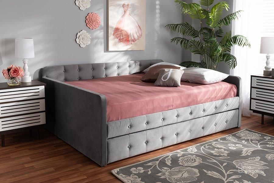The appearance of Kingstomino Grey Queen Day Bed and Futon designed by Isaac Tahari in the transitional interior design. This grey piece of furniture  was selected by 1StopBedrooms from Kingstomino Collection to add a touch of cosiness and style into your home. Sku: CF9183-Grey-Daybed-Q/T. Bed Type: Daybed. Product Type: DayBed. Bed Size: Queen. Material: MDF. Image1