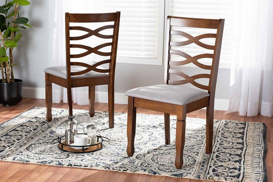 The appearance of Baxton Studio Lanier Modern and Contemporary Grey Fabric Upholstered and Walnut Brown Finished Wood 2-Piece Dining Chair Set designed by Baxton Studio in the modern / contemporary interior design. This gray piece of furniture  was selected by 1StopBedrooms from Lanier Collection to add a touch of cosiness and style into your home. Sku: RH318C-Grey/Walnut-DC-2PK. Material: Wood. Product Type: Dining Chair. Image1