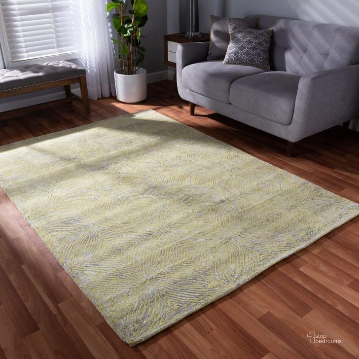 The appearance of Baxton Studio Leora Modern and Contemporary Lime Green and Grey Hand-Tufted Viscose Blend Area Rug designed by Baxton Studio in the modern / contemporary interior design. This yellow and gray piece of furniture  was selected by 1StopBedrooms from Leora Collection to add a touch of cosiness and style into your home. Sku: Leora-Lime/Silver-Rug. Product Type: Area Rugs. Material: Viscose. Image1