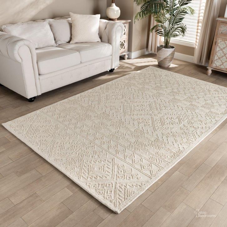 The appearance of Baxton Studio Linwood Modern and Contemporary Ivory Hand-Tufted Wool Area Rug designed by Baxton Studio in the modern / contemporary interior design. This ivory piece of furniture  was selected by 1StopBedrooms from Linwood Collection to add a touch of cosiness and style into your home. Sku: Linwood-Ivory-Rug. Material: Fabric. Product Type: Area Rugs. Image1