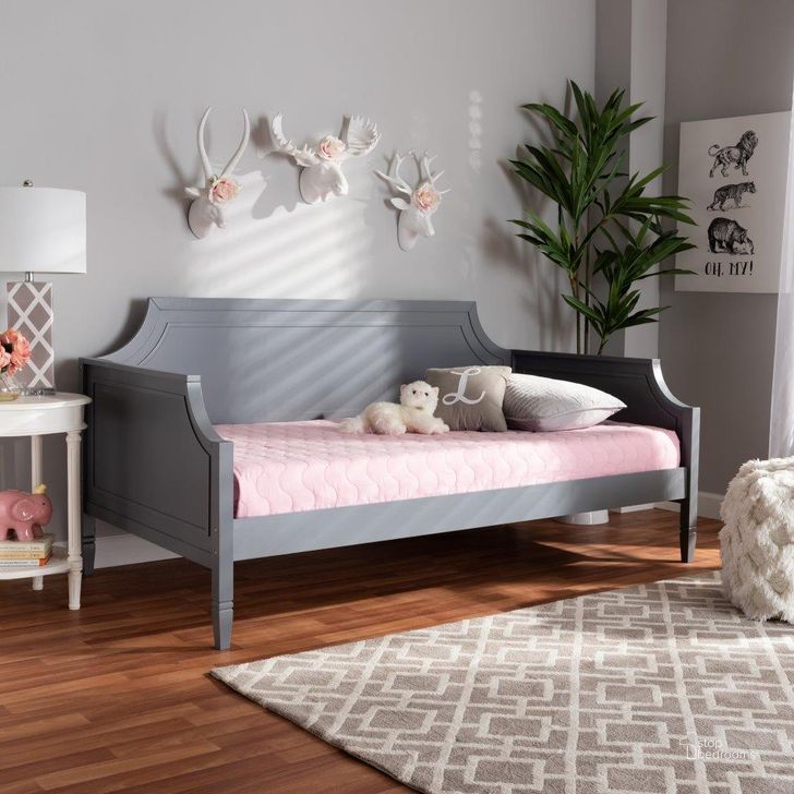 The appearance of Baxton Studio Mariana Classic and Traditional Grey Finished Wood Full Size Daybed designed by Baxton Studio in the modern / contemporary interior design. This grey piece of furniture  was selected by 1StopBedrooms from Mariana Collection to add a touch of cosiness and style into your home. Sku: Mariana-Grey-Daybed-Full. Bed Type: Daybed. Product Type: DayBed. Bed Size: Full. Material: Rubberwood. Image1