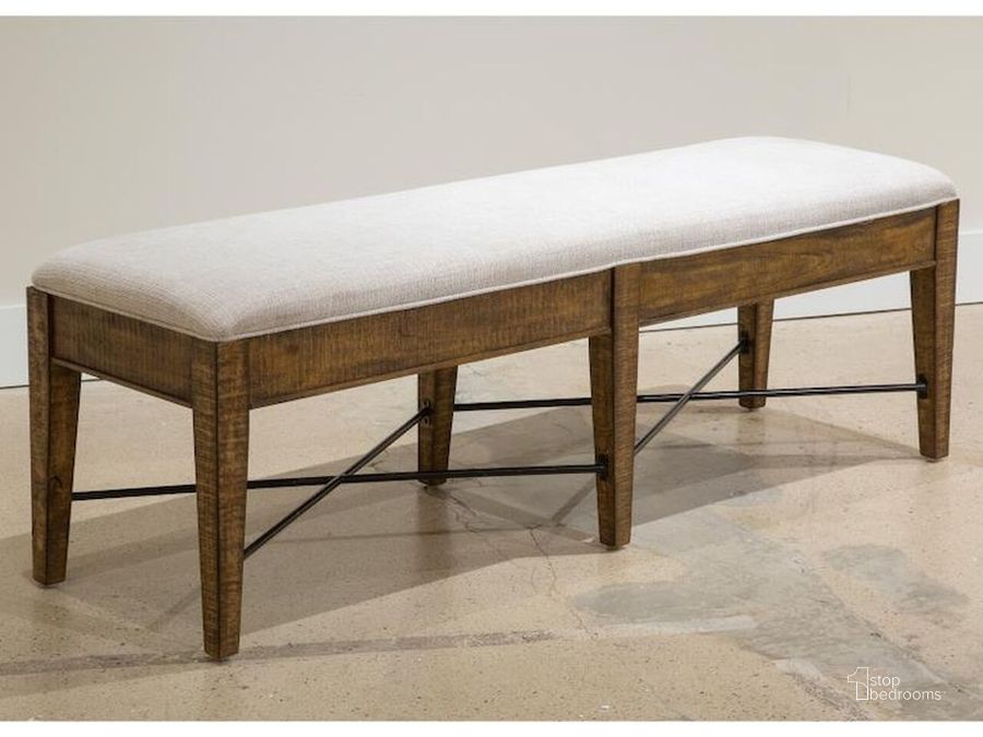 The appearance of Bay Creek Toasted Nutmeg Wood Bench with Upholstered Seat KD designed by Magnussen in the transitional interior design. This nutmeg piece of furniture  was selected by 1StopBedrooms from Bay Creek Collection to add a touch of cosiness and style into your home. Sku: D4398-68. Material: Wood. Product Type: Dining Bench.