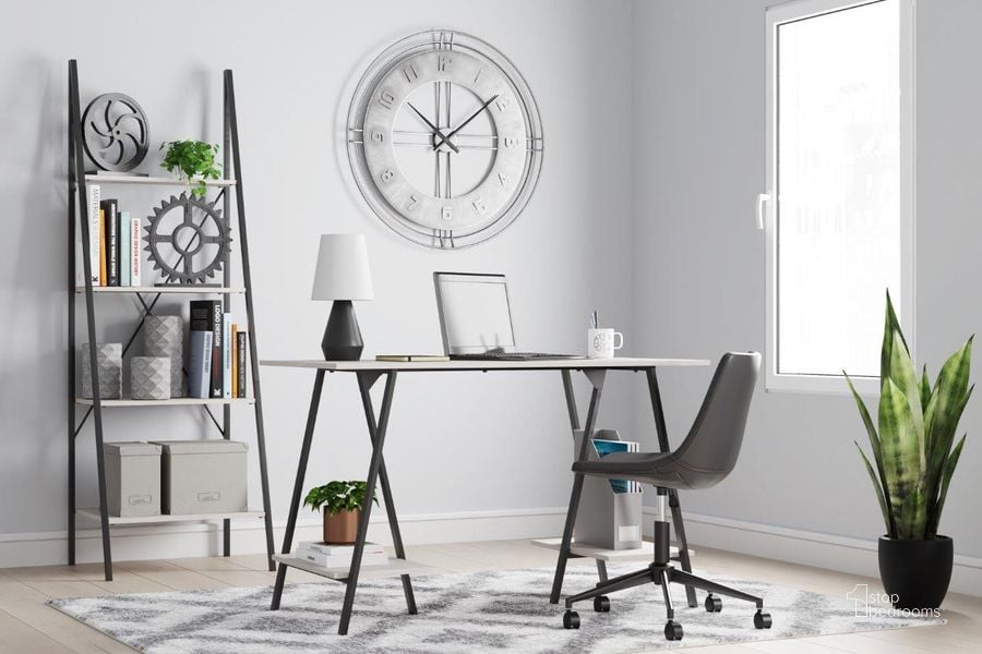 The appearance of Bayflynn White And Black Small Home Office Set designed by Signature Design by Ashley in the transitional interior design. This white/black piece of furniture  was selected by 1StopBedrooms from Bayflynn Collection to add a touch of cosiness and style into your home. Sku: H288-27;H200-09. Material: Metal. Product Type: Home Office Set. Image1
