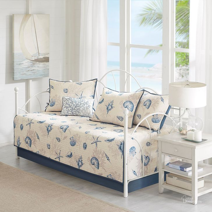 The appearance of Bayside Polyester Printed 6Pcs Daybed Set In Blue designed by Olliix in the coastal interior design. This blue piece of furniture  was selected by 1StopBedrooms from Bayside Collection to add a touch of cosiness and style into your home. Sku: MP13-4474. Material: Cotton. Product Type: Comforter Set. Image1