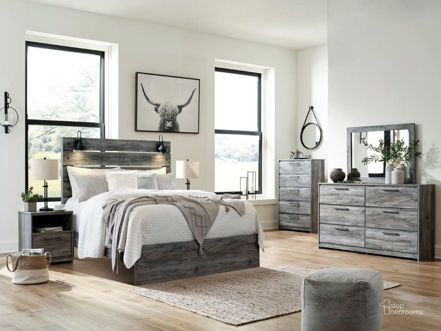 The appearance of Baystorm Grayish Panel Bedroom Set designed by Signature Design by Ashley in the transitional interior design. This gray piece of furniture  was selected by 1StopBedrooms from Baystorm Collection to add a touch of cosiness and style into your home. Sku: B221-157;B221-154;B221-96;B221-91. Bed Type: Panel Bed. Material: Wood. Product Type: Panel Bed. Bed Size: Queen. Image1