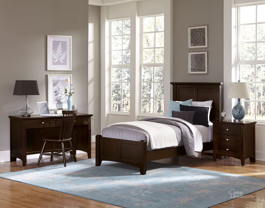 The appearance of Bonanza Merlot Youth Mansion Bedroom Set designed by Vaughan Bassett in the transitional interior design. This merlot piece of furniture  was selected by 1StopBedrooms from Bonanza Collection to add a touch of cosiness and style into your home. Sku: BB27-338;BB27-833;BB27-900;BB27-226. Bed Type: Panel Bed. Product Type: Panel Bed. Bed Size: Twin. Image1