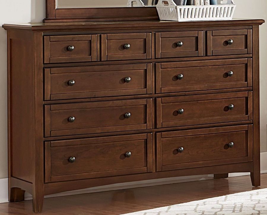 The appearance of Bonanza Cherry 8 Drawer Triple Dresser designed by Vaughan Bassett in the transitional interior design. This cherry piece of furniture  was selected by 1StopBedrooms from Bonanza Collection to add a touch of cosiness and style into your home. Sku: BB28-002. Product Type: Dresser. Image1