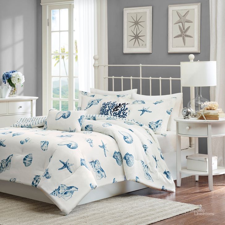 The appearance of Beach House Cotton King Duvet Set In Blue designed by Olliix in the coastal interior design. This blue piece of furniture  was selected by 1StopBedrooms from Beach House Collection to add a touch of cosiness and style into your home. Sku: HH12-100. Bed Size: King. Material: Cotton. Product Type: Duvet Set. Image1