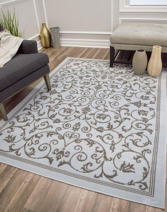 The appearance of Belfort BM20A Vines Blue scroll Transitional light blue 2' x 12' Area Rug designed by Rugs America in the transitional interior design. This light blue piece of furniture  was selected by 1StopBedrooms from Belfort Collection to add a touch of cosiness and style into your home. Sku: RA28315. Material: Polypropylene. Product Type: Area Rugs. Image1