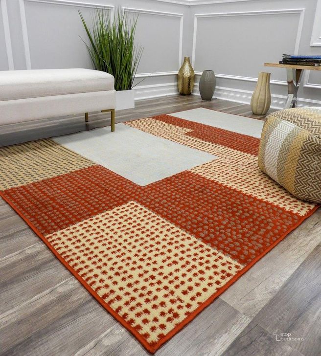 The appearance of Belfort BM25B Venice Red abstract Contemporary beige 2' x 12' Area Rug designed by Rugs America in the modern / contemporary interior design. This red piece of furniture  was selected by 1StopBedrooms from Belfort Collection to add a touch of cosiness and style into your home. Sku: RA28326. Material: Polypropylene. Product Type: Area Rugs. Image1