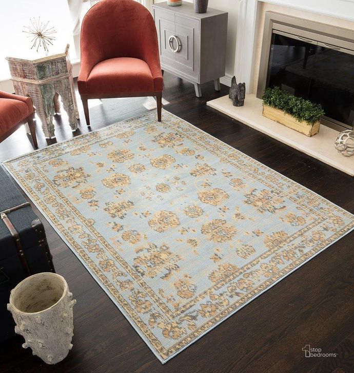 The appearance of Belfort BM30B Legacy Blue traditional Traditional light blue 2' x 12' Area Rug designed by Rugs America in the traditional interior design. This light blue piece of furniture  was selected by 1StopBedrooms from Belfort Collection to add a touch of cosiness and style into your home. Sku: RA28332. Material: Polypropylene. Product Type: Area Rugs. Image1