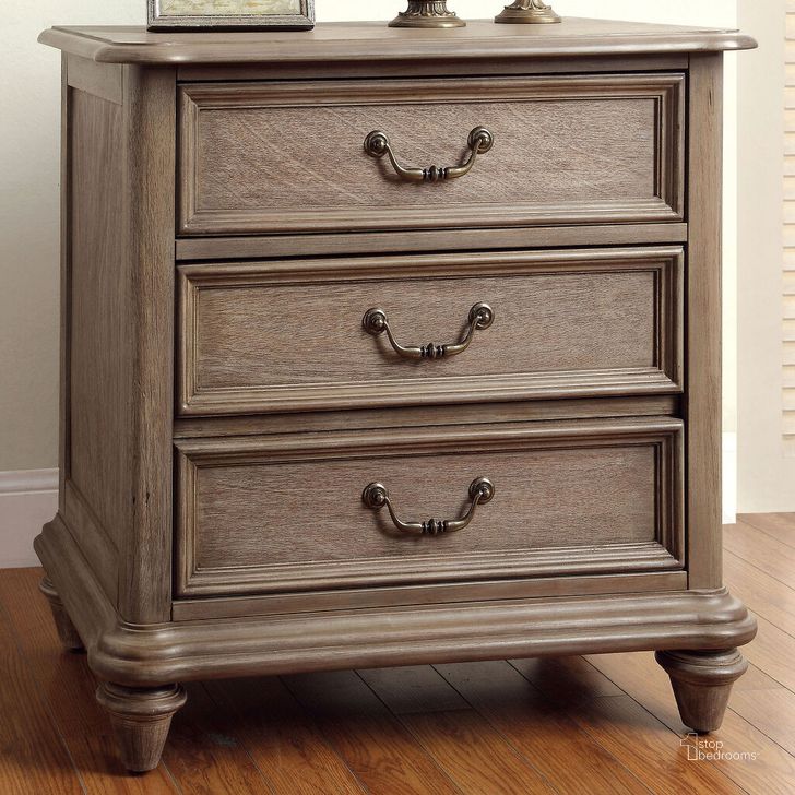 The appearance of Belgrade Night Stand In Rustic Natural designed by Furniture of America in the rustic / southwestern interior design. This natural piece of furniture  was selected by 1StopBedrooms from Belgrade Collection to add a touch of cosiness and style into your home. Sku: CM7611N. Material: Wood. Product Type: Nightstand. Image1
