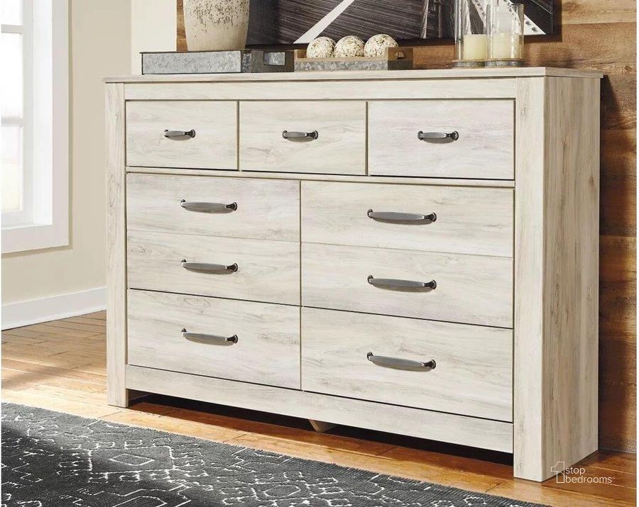 The appearance of Bellaby White Dresser designed by Signature Design by Ashley in the transitional interior design. This white wash piece of furniture  was selected by 1StopBedrooms from Bellaby Collection to add a touch of cosiness and style into your home. Sku: B331-31. Material: Wood. Product Type: Dresser. Image1