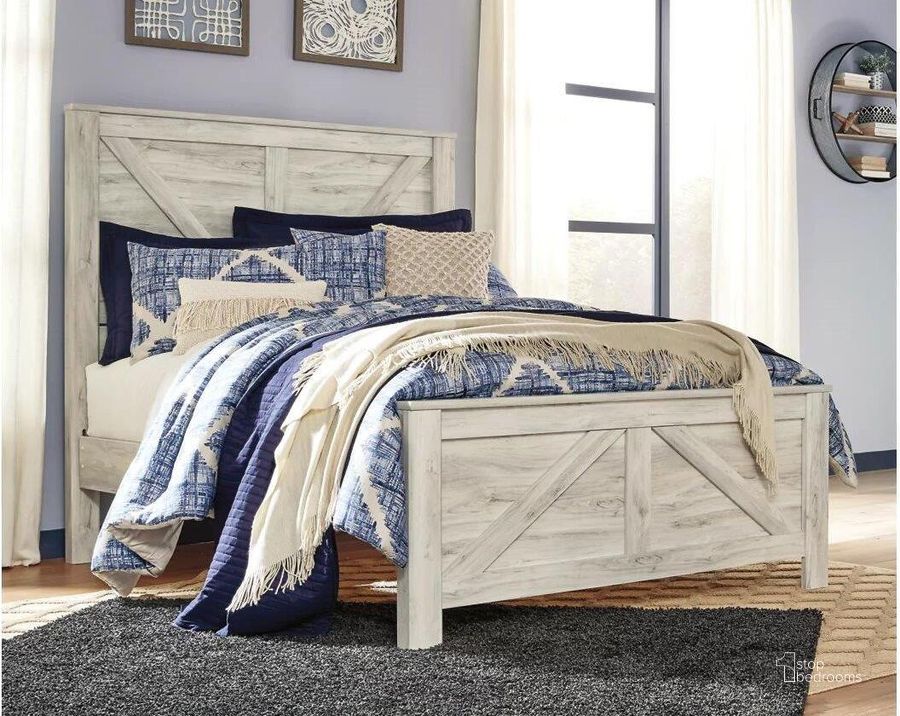 The appearance of Bellaby Whitewash Queen Panel Bed designed by Signature Design by Ashley in the transitional interior design. This white wash piece of furniture  was selected by 1StopBedrooms from Bellaby Collection to add a touch of cosiness and style into your home. Sku: B331-154;B331-157;B331-196. Bed Type: Panel Bed. Material: Wood. Product Type: Panel Bed. Bed Size: Queen. Image1