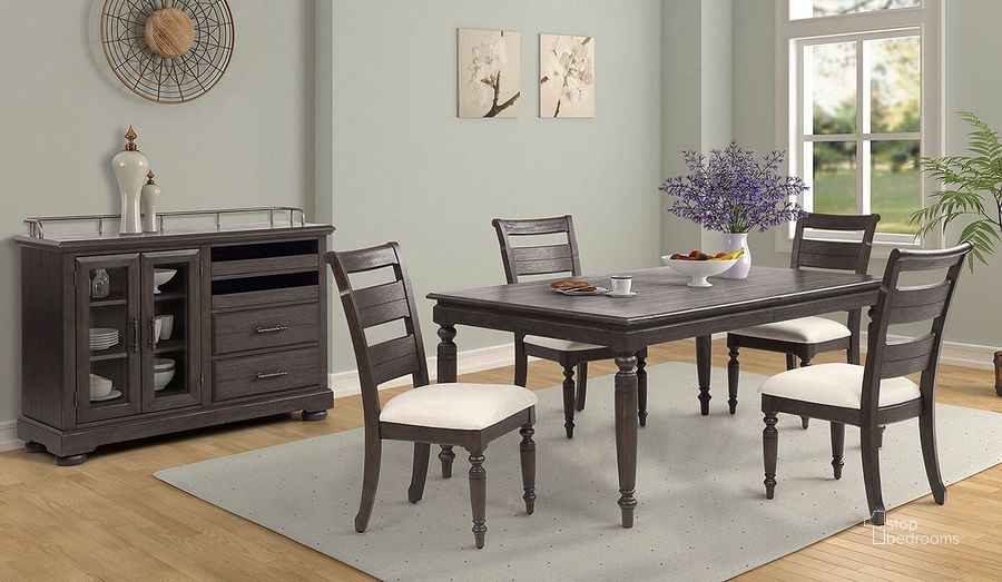 The appearance of Bellamy Lane Dining Room Set designed by Bernards in the traditional interior design. This chocolate piece of furniture  was selected by 1StopBedrooms from Bellamy Lane Collection to add a touch of cosiness and style into your home. Sku: 5910-500;5910-510. Table Base Style: Legs. Material: Wood. Product Type: Dining Room Set. Table Top Shape: Rectangular. Size: 70". Image1