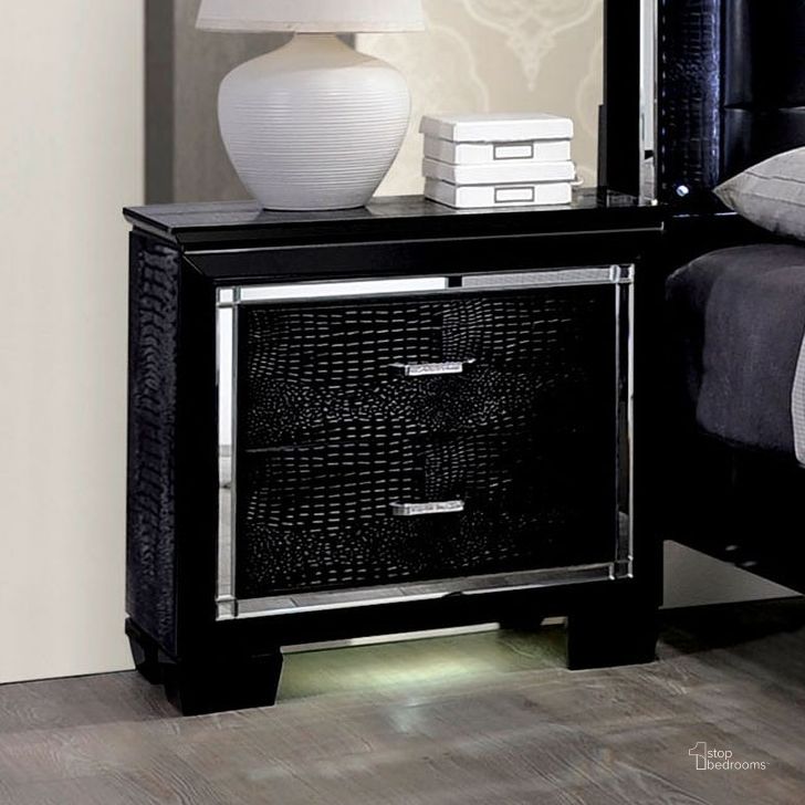 The appearance of Bellanova Black Nightstand designed by Furniture of America in the modern / contemporary interior design. This black piece of furniture  was selected by 1StopBedrooms from Bellanova Collection to add a touch of cosiness and style into your home. Sku: CM7979BK-N. Material: Wood. Product Type: Nightstand. Image1