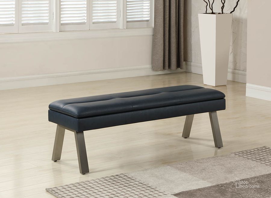 The appearance of Bench W/Underseat Storage designed by Chintaly Imports in the modern / contemporary interior design. This brushed steel piece of furniture  was selected by 1StopBedrooms from Jezebel Collection to add a touch of cosiness and style into your home. Sku: JEZEBEL-BCH-BLU. Material: Steel. Product Type: Storage Bench. Image1