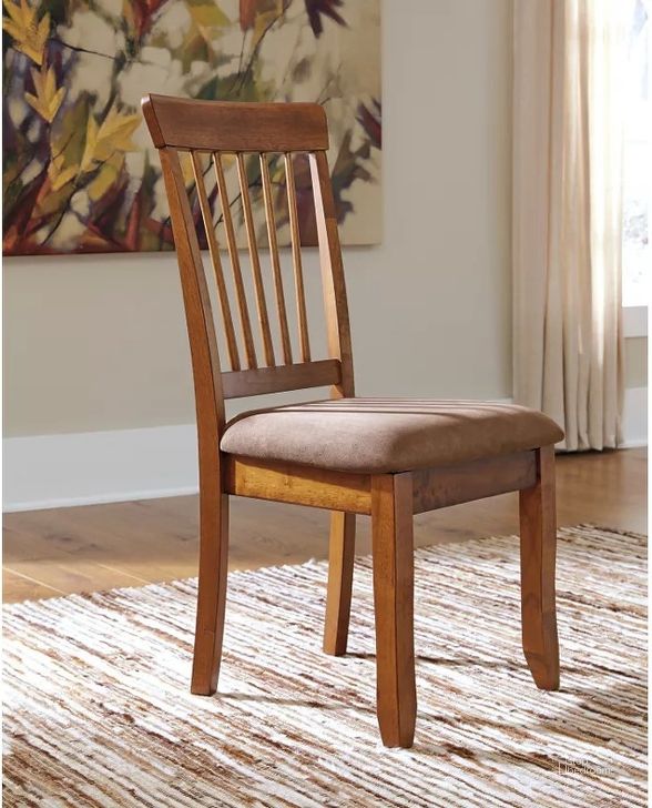 The appearance of Berringer Side Chairs Set of 2 designed by Signature Design by Ashley in the transitional interior design. This rustic brown piece of furniture  was selected by 1StopBedrooms from Berringer Collection to add a touch of cosiness and style into your home. Sku: D199-01. Material: Wood. Product Type: Side Chair. Image1