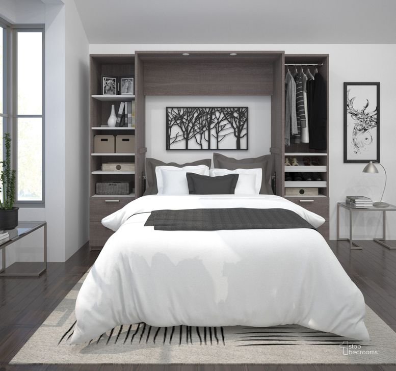 The appearance of Cielo By Premium Bark Gray and White 98" Full Wall Bed Kit designed by Bestar in the modern / contemporary interior design. This gray and white piece of furniture  was selected by 1StopBedrooms from Cielo Collection to add a touch of cosiness and style into your home. Sku: 80893-47. Material: Wood. Bed Size: Full. Bed Type: Murphy Bed. Product Type: Murphy Bed. Image1