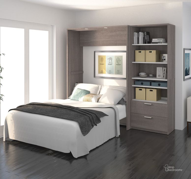 The appearance of Cielo By Premium Bark Gray and White 89" Full Wall Bed Kit designed by Bestar in the modern / contemporary interior design. This gray and white piece of furniture  was selected by 1StopBedrooms from Cielo Collection to add a touch of cosiness and style into your home. Sku: 80892-47. Material: Wood. Bed Size: Full. Bed Type: Murphy Bed. Product Type: Murphy Bed. Image1
