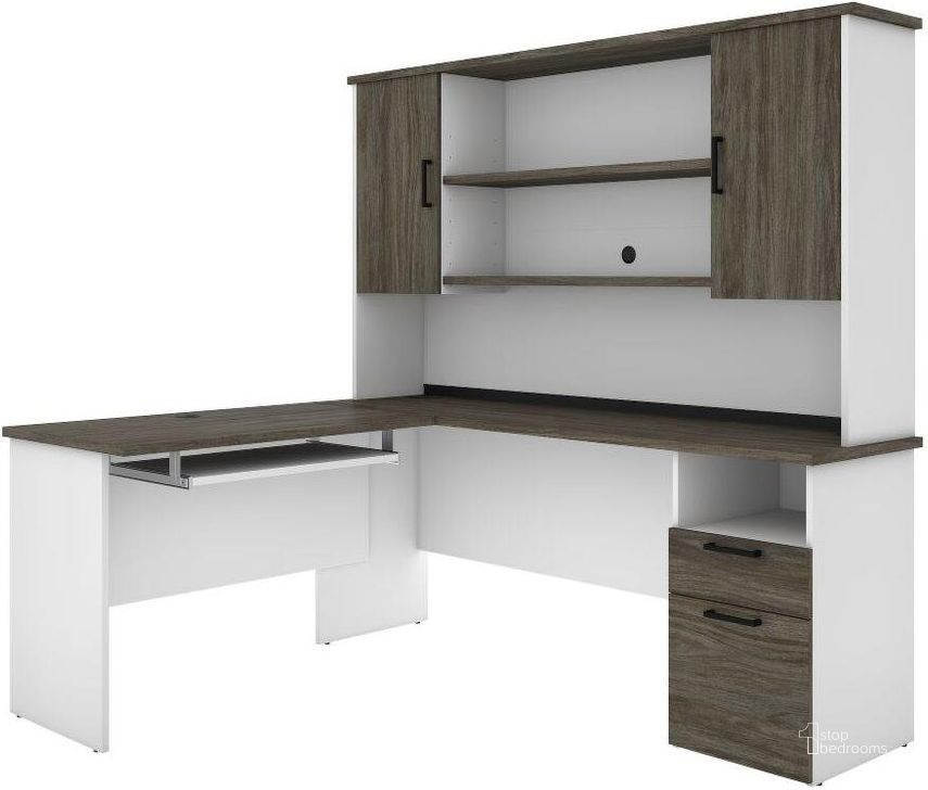 Bestar l shaped desk sales with hutch