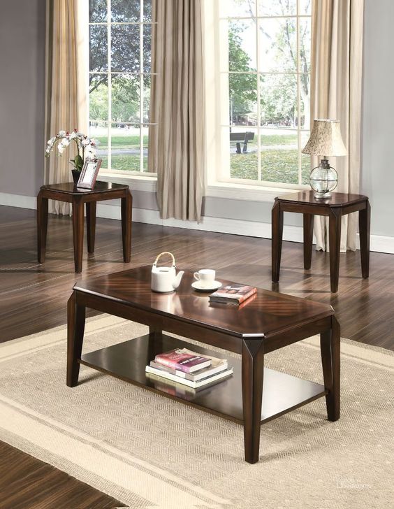 The appearance of Beyla Brown Occasional Table Set 0qb2205672 designed by Isaac Tahari in the transitional interior design. This brown piece of furniture  was selected by 1StopBedrooms from Beyla Collection to add a touch of cosiness and style into your home. Sku: 80655. Material: Wood. Product Type: Occasional Table Set. Image1