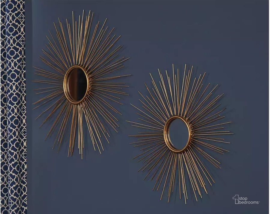 The appearance of Biel Antique Gold Accent Mirror Set of 2 designed by FineForm in the modern / contemporary interior design. This antique gold piece of furniture  was selected by 1StopBedrooms from Biel Collection to add a touch of cosiness and style into your home. Sku: A8010054. Material: Glass. Product Type: Accent Mirror. Image1