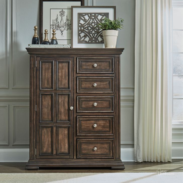 The appearance of Big Valley Brown Door Chest designed by Liberty in the traditional interior design. This brown piece of furniture  was selected by 1StopBedrooms from Big Valley Collection to add a touch of cosiness and style into your home. Sku: 361-BR42. Product Type: Chest. Material: Rubberwood. Image1