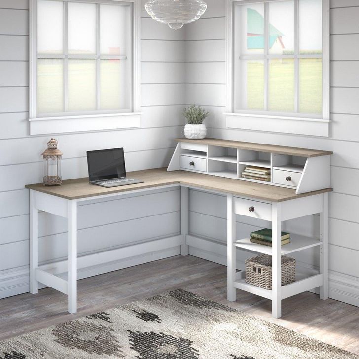 The appearance of Bilaval Gray and White Office Desk & Hutch 0qb24304524 designed by Leisure Living in the rustic / southwestern interior design. This gray and white piece of furniture  was selected by 1StopBedrooms from Bilaval Collection to add a touch of cosiness and style into your home. Sku: MAY012GW2. Material: Wood. Product Type: Office Desk. Image1