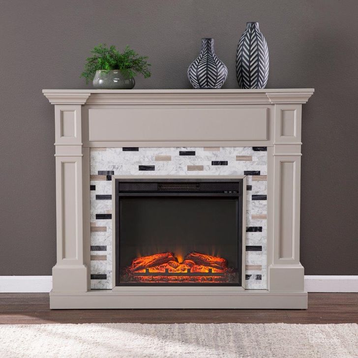 The appearance of Birkover Base Electric Fireplace With Marble Surround designed by SEI Furniture in the modern / contemporary interior design. This grey piece of furniture  was selected by 1StopBedrooms from Birkover Collection to add a touch of cosiness and style into your home. Sku: FP1096059. Material: Wood. Product Type: Fireplace. Image1