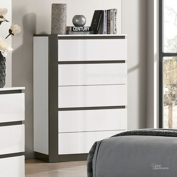 The appearance of Birsfelden Chest In White and Gray designed by Furniture of America in the modern / contemporary interior design. This white and gray piece of furniture  was selected by 1StopBedrooms from Birsfelden Collection to add a touch of cosiness and style into your home. Sku: FOA7225WH-C. Material: Wood. Product Type: Chest. Image1