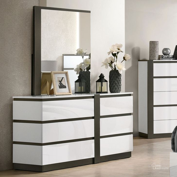 The appearance of Birsfelden Dresser In White and Gray designed by Furniture of America in the modern / contemporary interior design. This white and gray piece of furniture  was selected by 1StopBedrooms from Birsfelden Collection to add a touch of cosiness and style into your home. Sku: FOA7225WH-D. Material: Wood. Product Type: Dresser. Image1