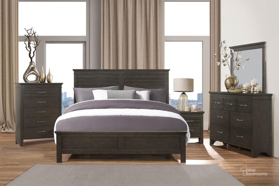 The appearance of Blaire Farm Charcoal Gray Panel Bedroom Set designed by Homelegance in the transitional interior design. This gray piece of furniture  was selected by 1StopBedrooms from Blaire Farm Collection to add a touch of cosiness and style into your home. Sku: 1675-1;1675-2;1675-3;1675-4. Bed Type: Panel Bed. Material: Wood. Product Type: Panel Bed. Bed Size: Queen. Image1