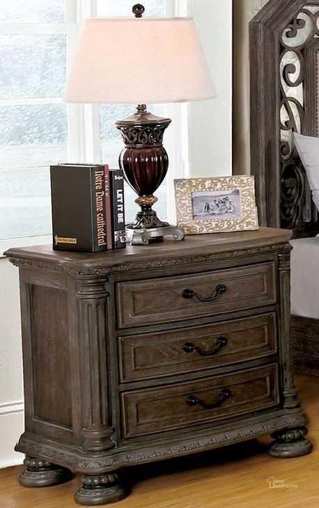 The appearance of Bobak Brown Nightstand designed by Isaac Tahari in the transitional interior design. This brown piece of furniture  was selected by 1StopBedrooms from Bobak Collection to add a touch of cosiness and style into your home. Sku: CM7661N. Material: Wood. Product Type: Nightstand. Image1