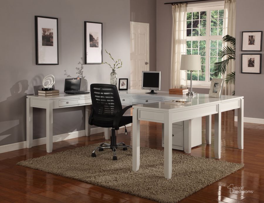 The appearance of Boca U-Shape Home Office Set designed by Parker House in the modern / contemporary interior design. This white piece of furniture  was selected by 1StopBedrooms from Boca Collection to add a touch of cosiness and style into your home. Sku: BOC#347D;BOC#370. Material: Wood. Product Type: Home Office Set. Image1