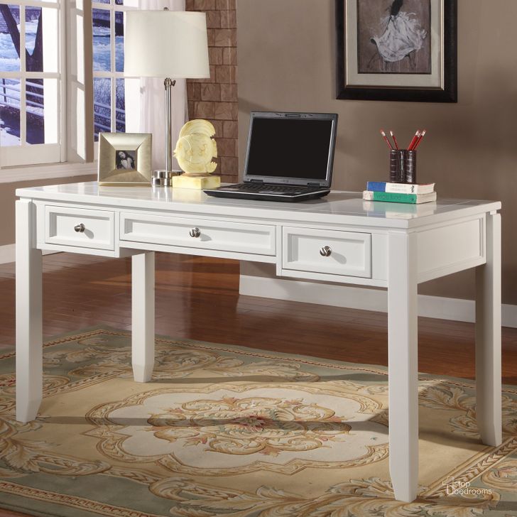 The appearance of Boca 57" Writing Desk designed by Parker House in the modern / contemporary interior design. This white piece of furniture  was selected by 1StopBedrooms from Boca Collection to add a touch of cosiness and style into your home. Sku: BOC#357D. Material: Wood. Product Type: Writing Desk. Image1