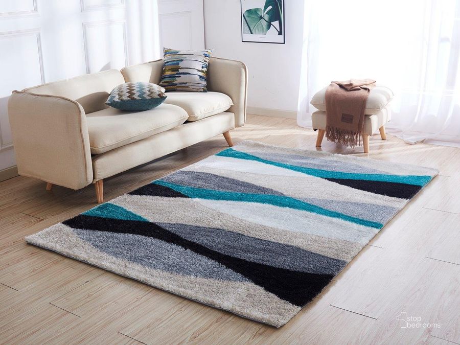 The appearance of Bocage Gray Area Rug 0qb24333424 designed by FineForm in the modern / contemporary interior design. This turquoise piece of furniture  was selected by 1StopBedrooms from Bocage Collection to add a touch of cosiness and style into your home. Sku: AC1024-23. Material: Polyester. Product Type: Area Rugs. Image1